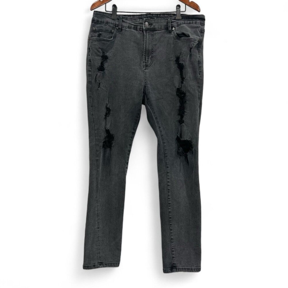 Aeropostale Jeans Womens Size 38 Black Skinny Distressed High Rise Stretch